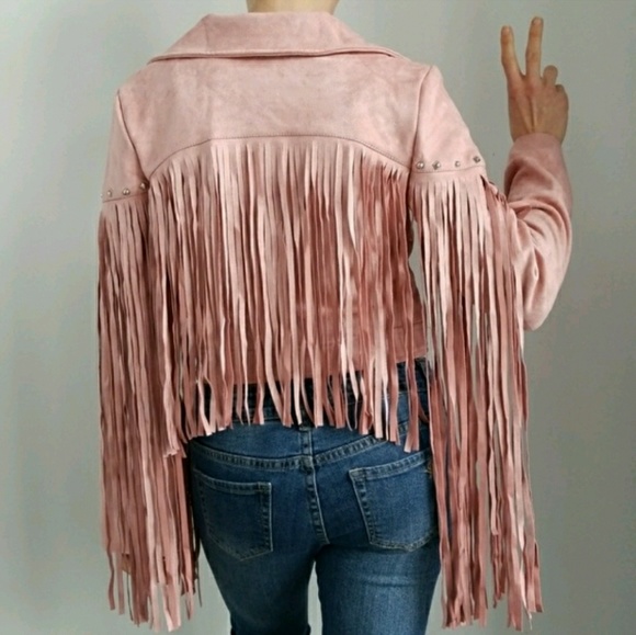 JACKET FAUX SUEDE FRINGED JACKET - Picture 2 of 4